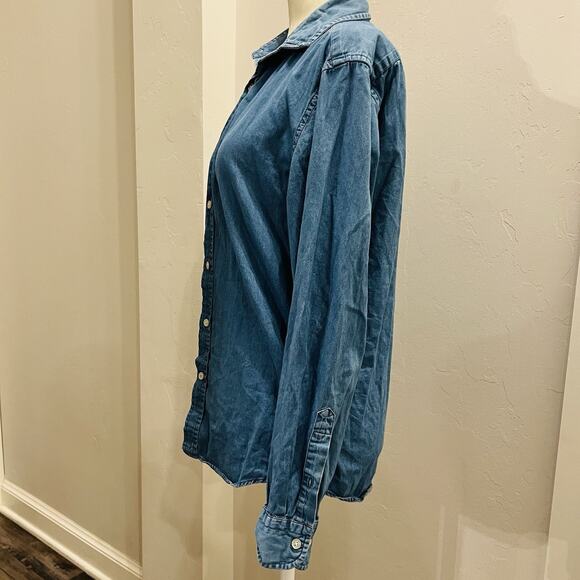 BANANA REPUBLIC Blue Button Up Shirt Grant Slim Fit Women Size S Long Sleeve - Picture 2 of 4